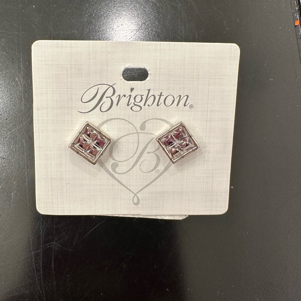 Brighton Silver Sparkling Square Stud Earrings